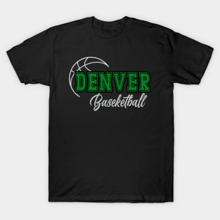 Classic Name Denver Vintage Styles Green Basketball T-Shirt